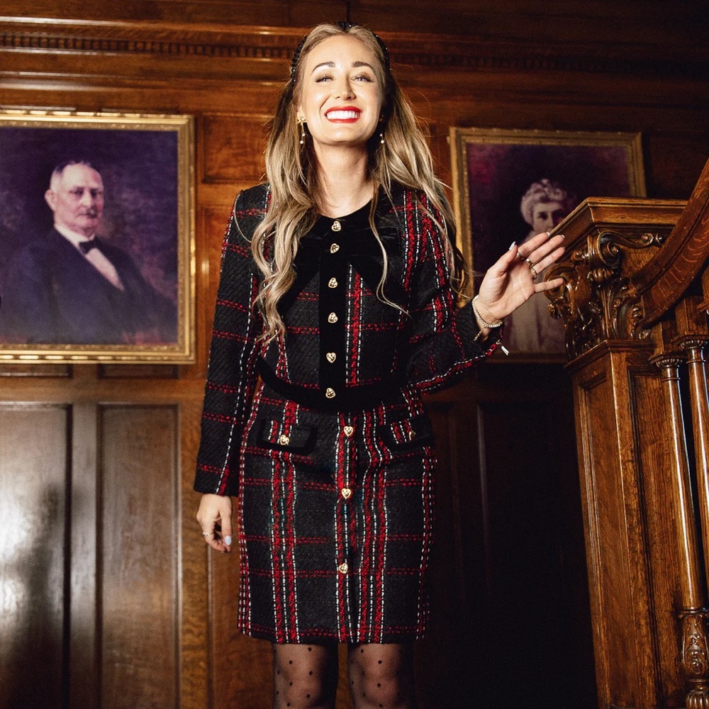 SOLD OUT Ivy City Co REAGAN JACKET IN NAVY PLAID Sz. medium AND matching skirt